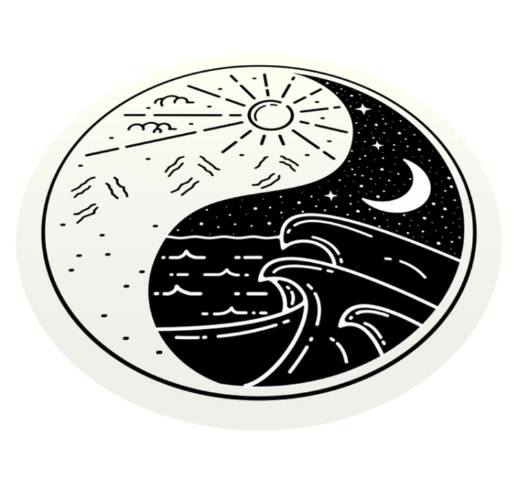 Yin yang sol och måne modern matta - Tenstickers