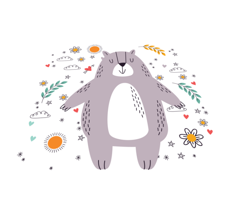 Nyckfull björn illustration Vinylmatta Barn - Tenstickers