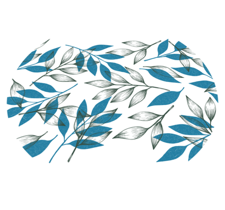 Blå och gröna blad blommig vinyl matta - Tenstickers