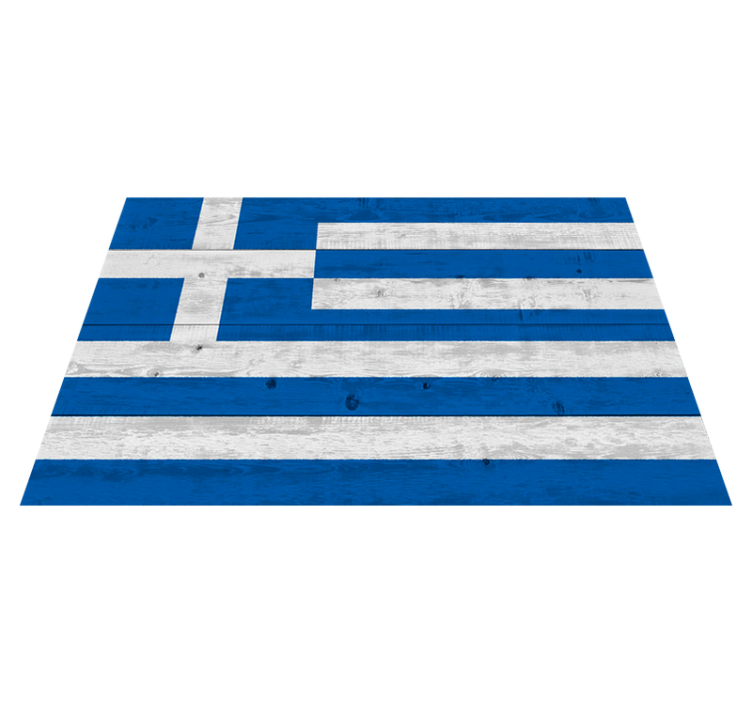 Trä grekisk flagga vinyl matta - Tenstickers