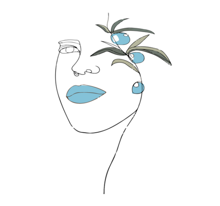 Blommig linjekonst Vinylmatta blommor och växter - Tenstickers