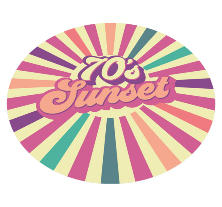 70-tals geometrisk solnedgång vintage vinylmatta - Tenstickers