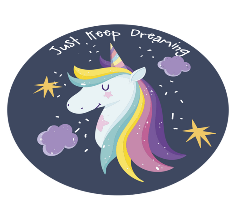 Bara fortsätt drömma med unicorn barn vinyl matta - Tenstickers