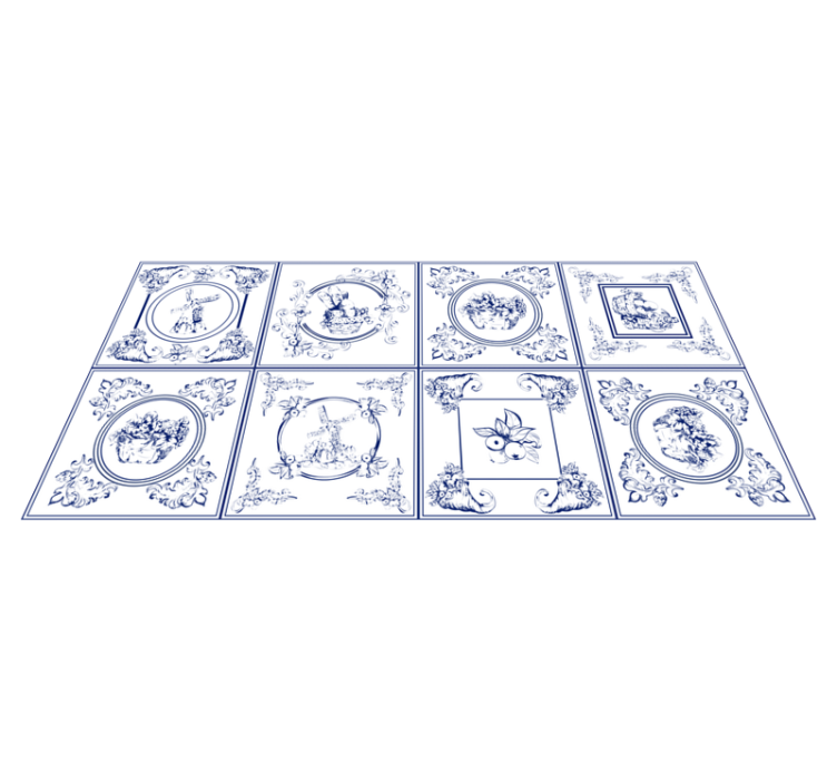 Vintage blå kakel matta - Tenstickers