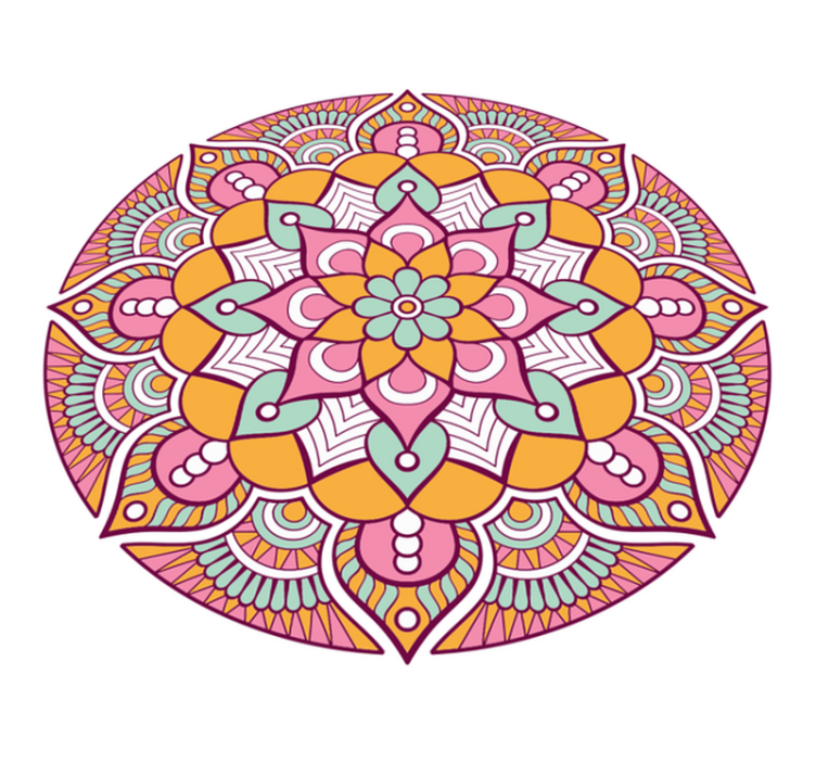 Livligt blommigt koncept Vinylmatta Mandala - Tenstickers
