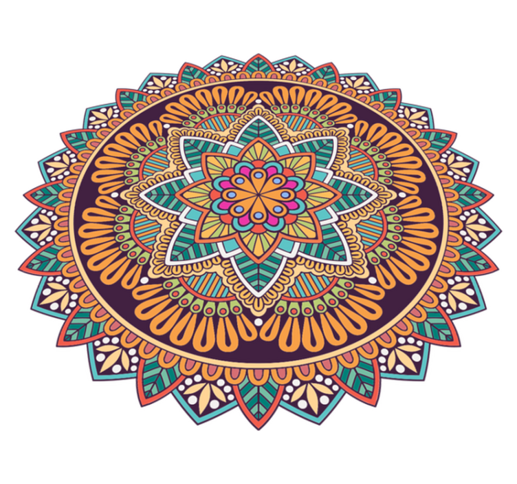 Färgstark mandala blomma mandala vinyl matta - Tenstickers