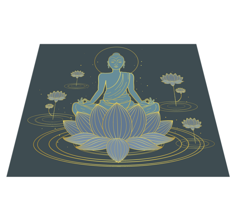 Lotus och buddha blommig vinylmatta - Tenstickers