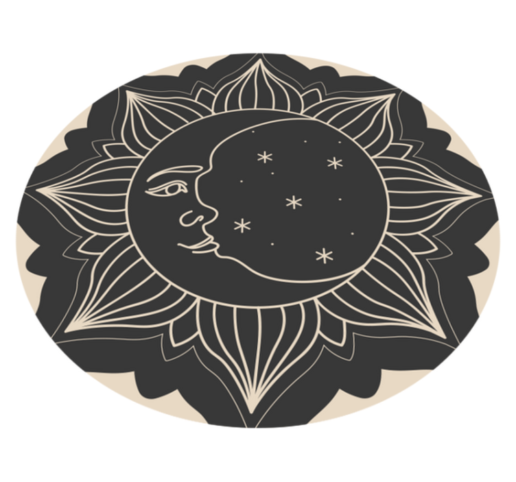 Sol och måne Vinylmatta Mandala - Tenstickers