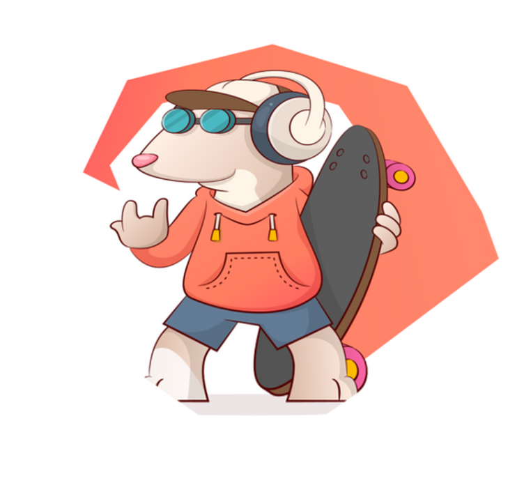 Hund på skateboard tonåring vinyl matta - Tenstickers