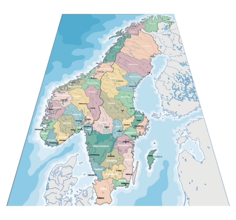 Svensk karta med provinsens världskarta matta - Tenstickers
