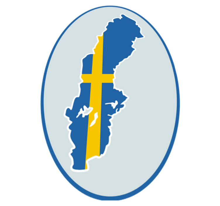 Sverige flagga med kontur världskarta matta - Tenstickers