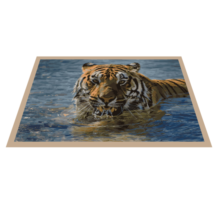 Tiger simning djur vinyl matta - Tenstickers