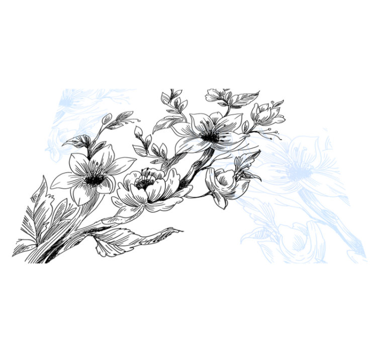 Blå grenar natur vinyl matta - Tenstickers