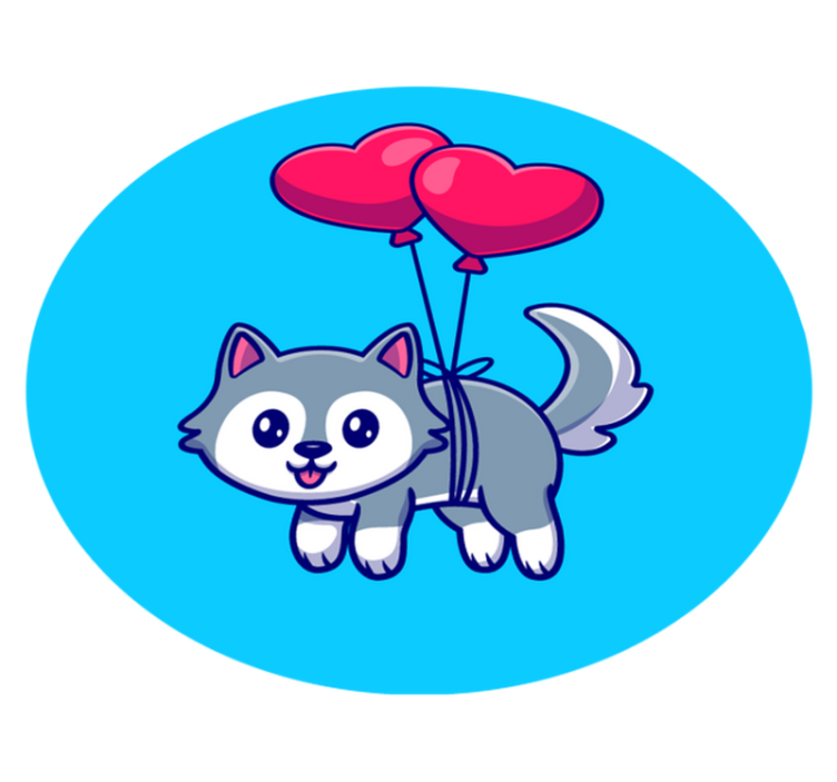 Vargunge med ballonger Vinylmatta djur - Tenstickers