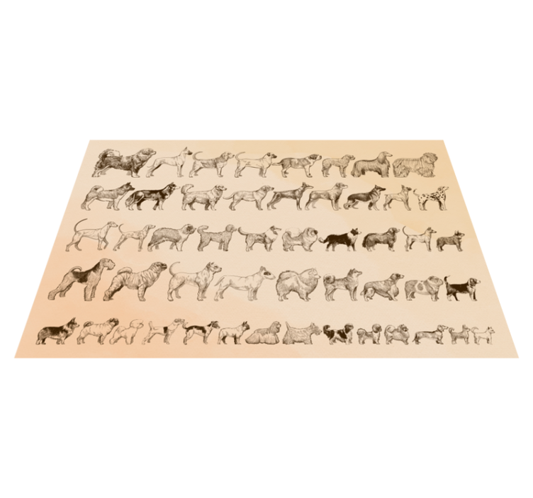 Beige hundillustrationer Vinylmatta djur - Tenstickers