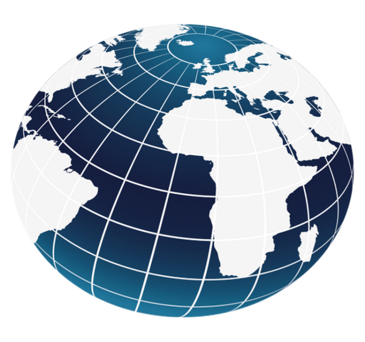 Med meridianer världskarta vinylmatta - Tenstickers