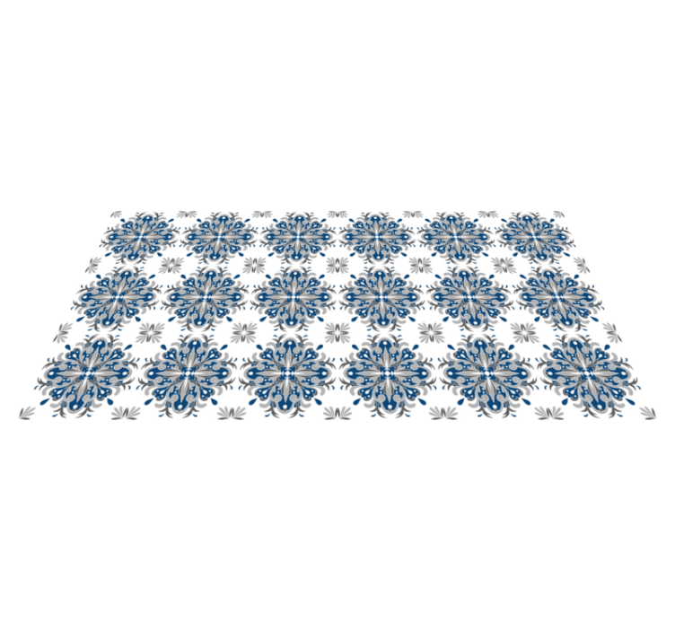 Vinylmatta mosaik elegant blå blommor - Tenstickers