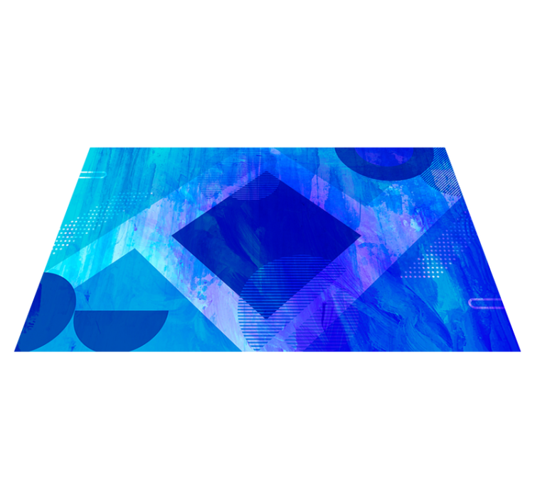 Blå geometriska motiv Vinylmatta minimalistisk - Tenstickers