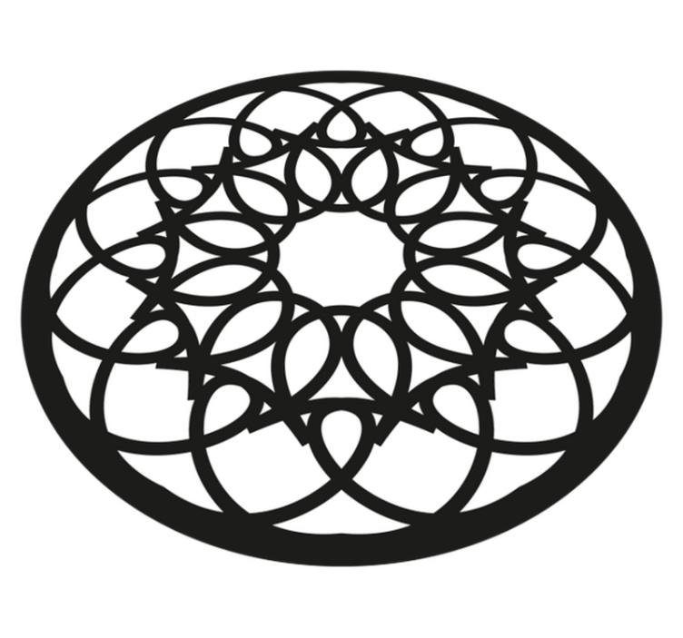 Intrikat svart mönster Vinylmatta Mandala - Tenstickers