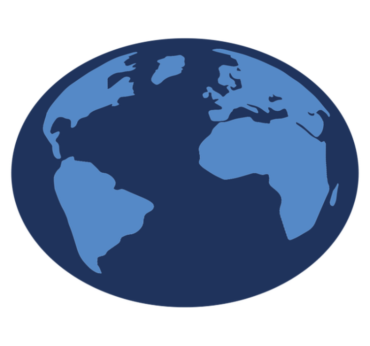 Färg blå rund världskarta matta - Tenstickers