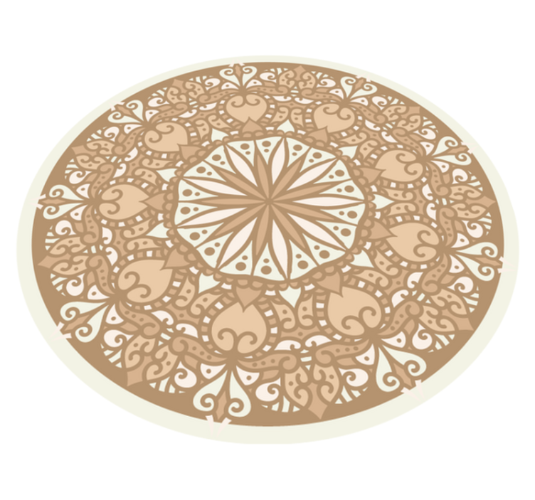 Beige snygg rund design Vinylmatta Mandala - Tenstickers