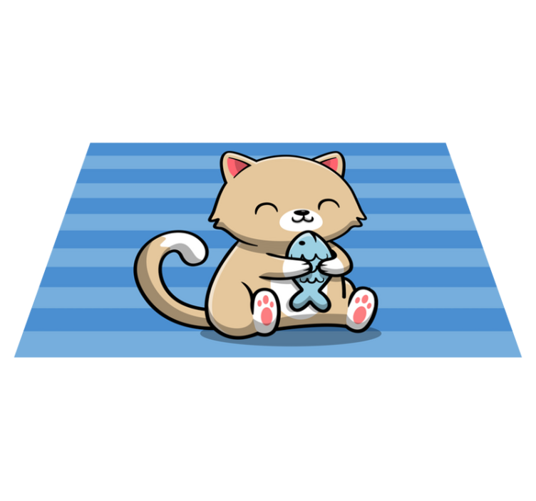 Söta beige katt kök golvplattor - Tenstickers