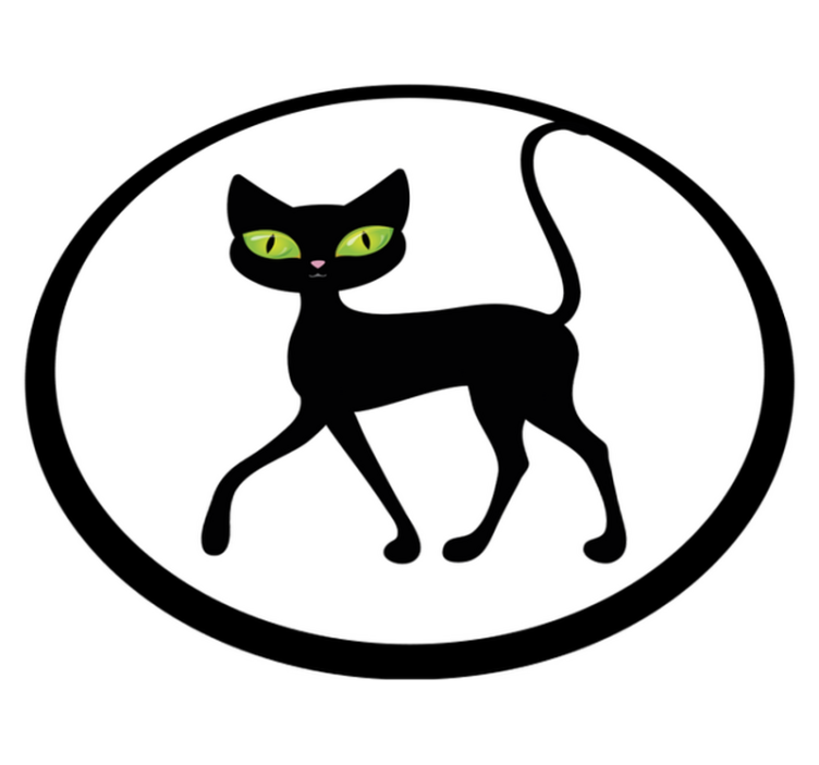 Svart katt på vit bakgrund badrumsgolv - Tenstickers