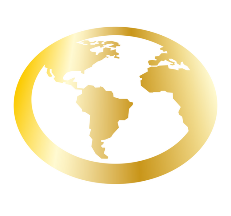 Gyllene jordglobmotiv Vinylmatta Världskarta - Tenstickers