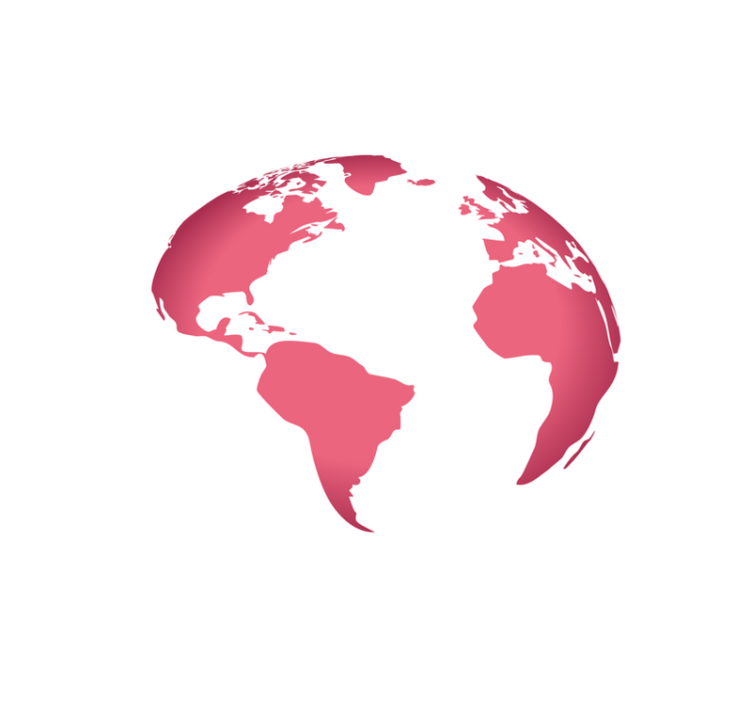 Rosa jordglobkarta Vinylmatta Världskarta - Tenstickers