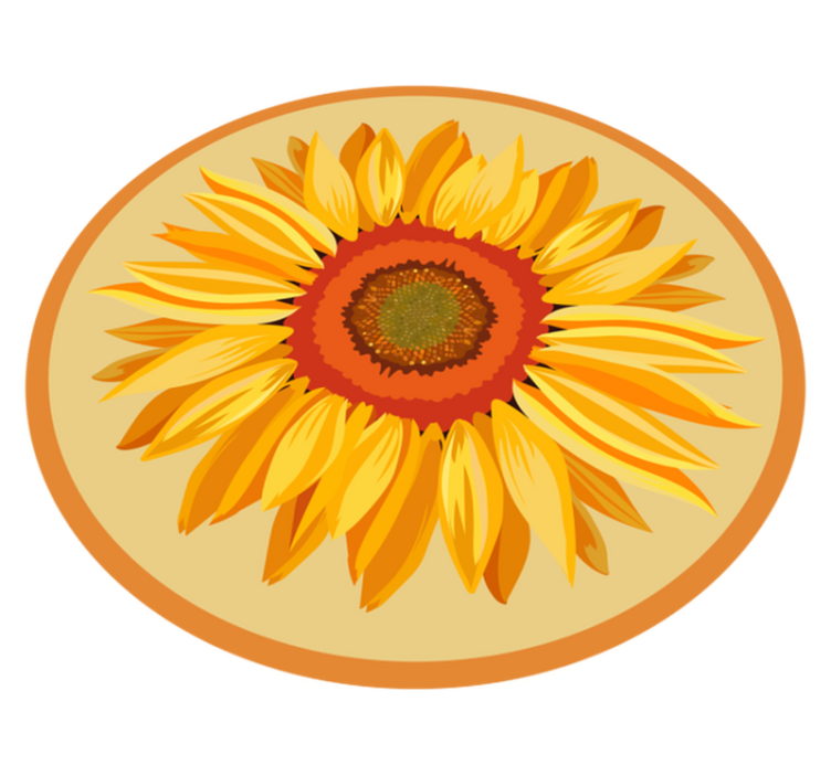 Solrosrunda Vinylmatta blommor och växter - Tenstickers