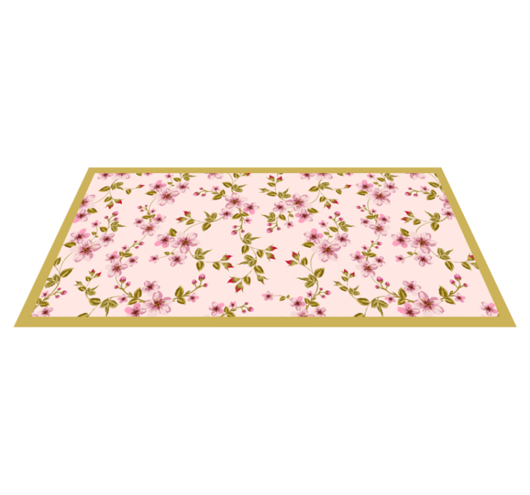 Liten rosa blommor natur vinyl matta - Tenstickers