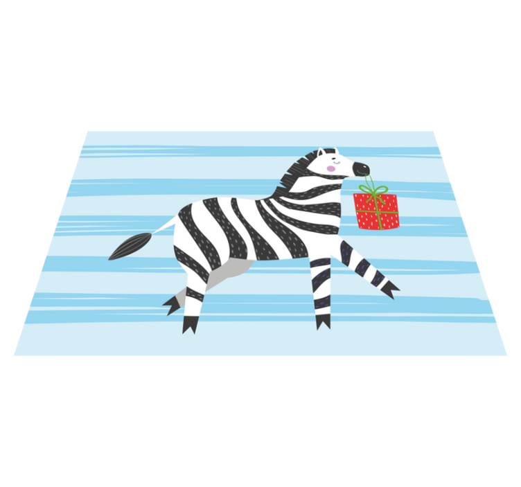 Zebra med present Vinylmatta djur - Tenstickers