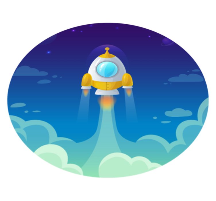 Raketuppskjutningsscen Vinylmatta Stjärnor - Tenstickers