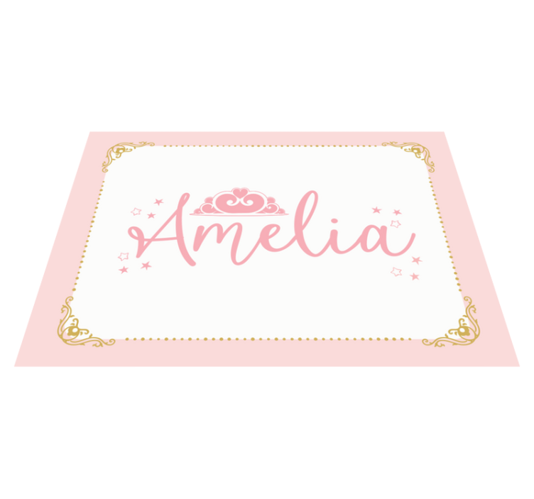 Rosa prinsessakrona med namn barn vinyl matta - Tenstickers