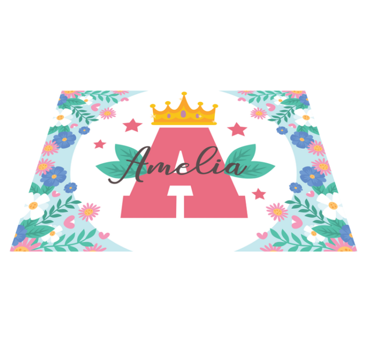 Kronad stjärnklar initial prinsessa barn vinyl matta - Tenstickers