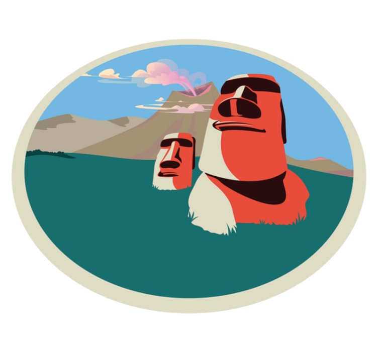 Moai-statyer illustration Vinylmatta Världskarta - Tenstickers