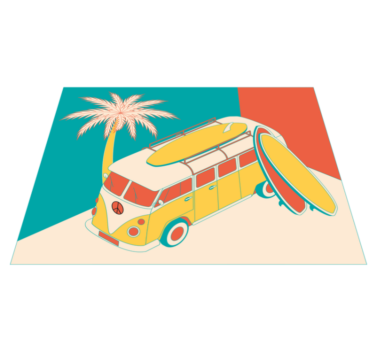 Hippie minibuss vintage matta - Tenstickers