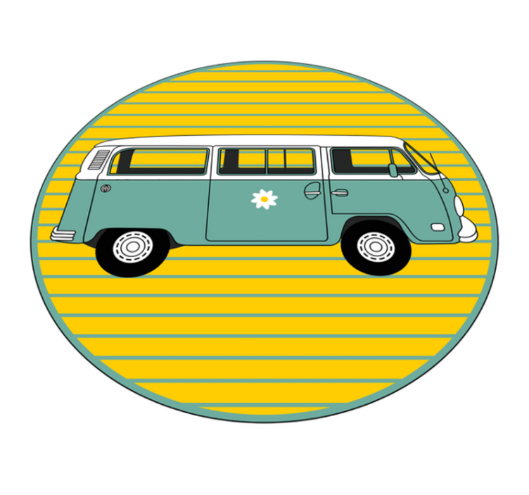 Minibuss med ränder vintage matta - Tenstickers