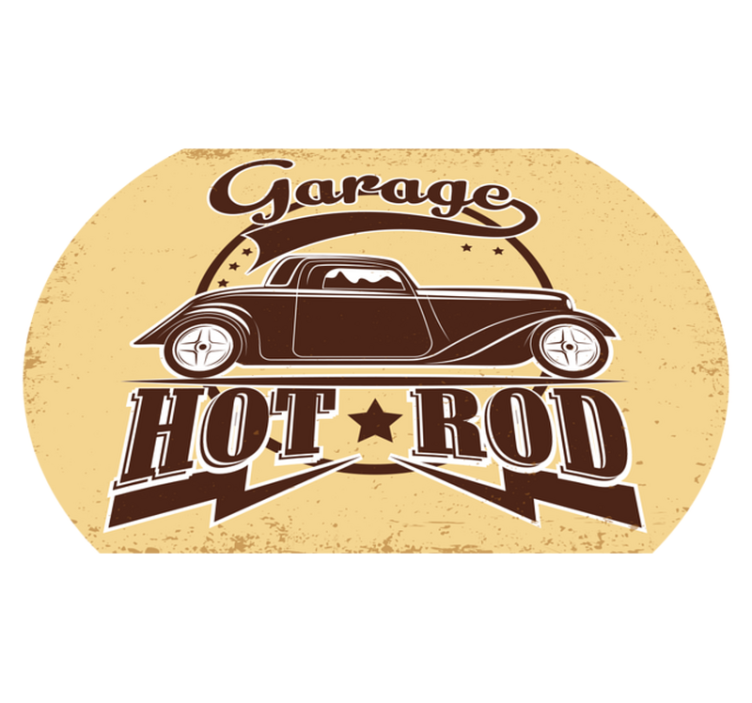 Garage hot rod Vinylmatta årgång - Tenstickers