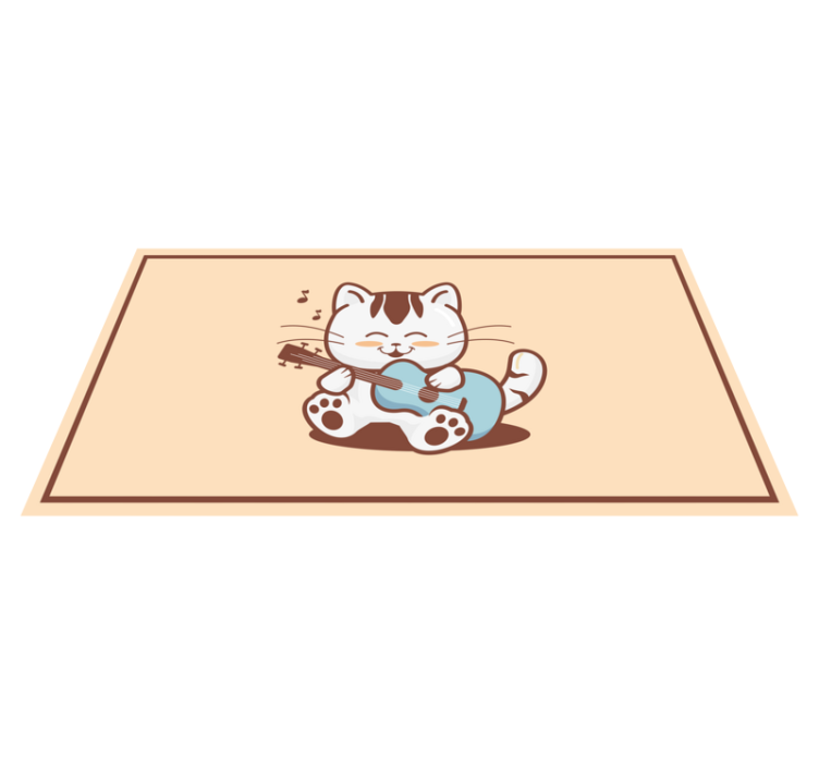 Musiker katt tecknad djur matta - Tenstickers