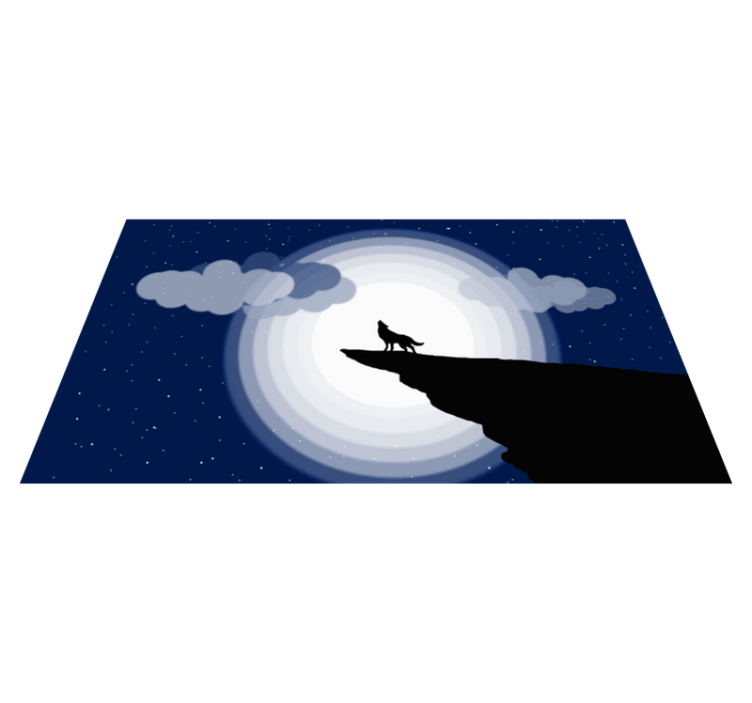 Varg silhuett månen bakom modern matta - Tenstickers