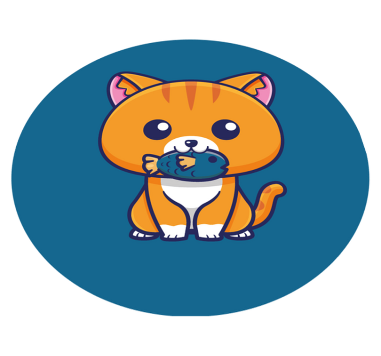 Tecknad katt cirkel Vinylmatta djur - Tenstickers