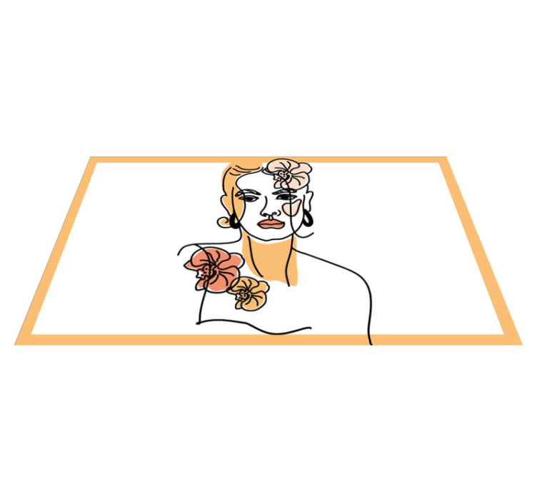 Snyggt blommigt porträtt Vinylmatta modern - Tenstickers