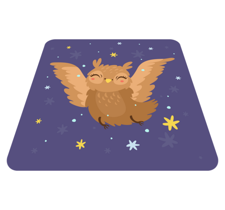 Söt uggla på natten illustration sovrum matta - Tenstickers