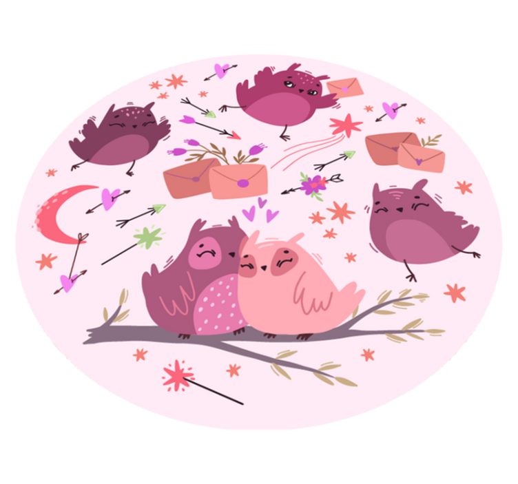 Lila ugglor Vinylmatta Barn - Tenstickers