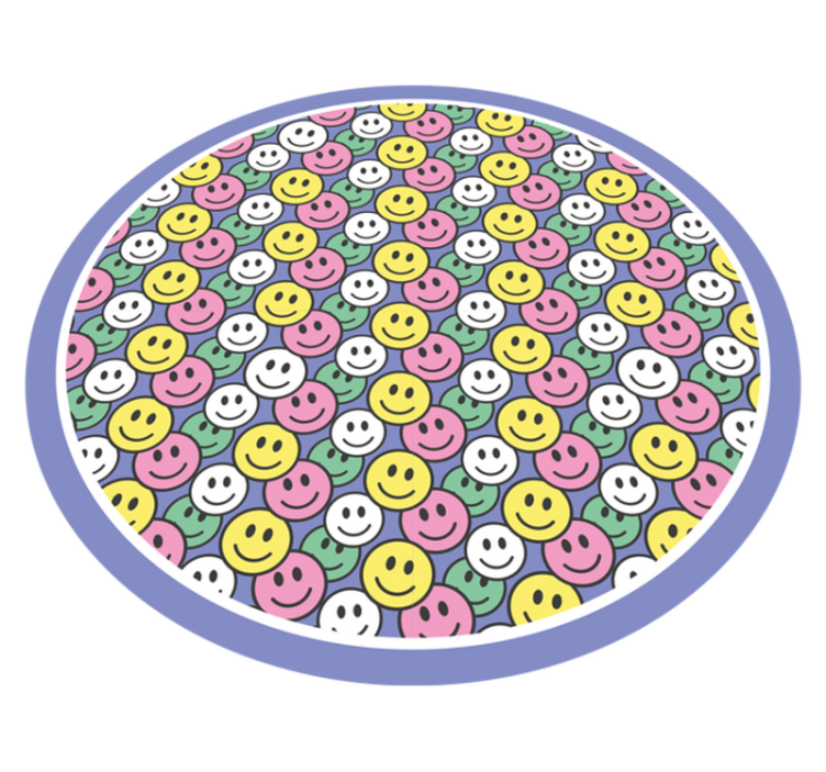 Färgglada pastell smiley ansikten cirkulär matta - Tenstickers