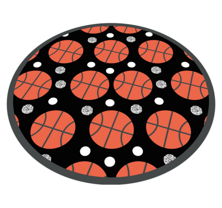 Basketbollar och vita prickar cirkulär matta - Tenstickers
