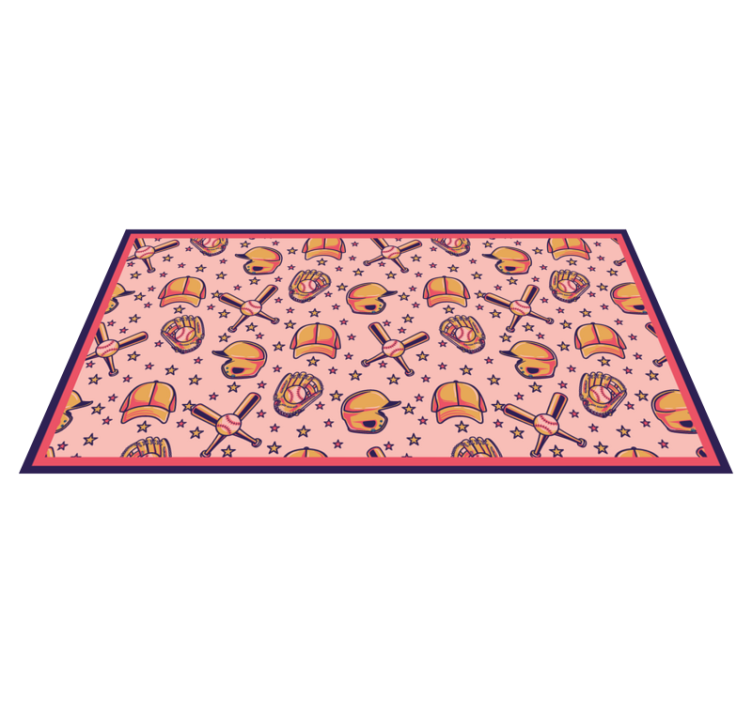 Baseball rosa mönster sovrum matta - Tenstickers