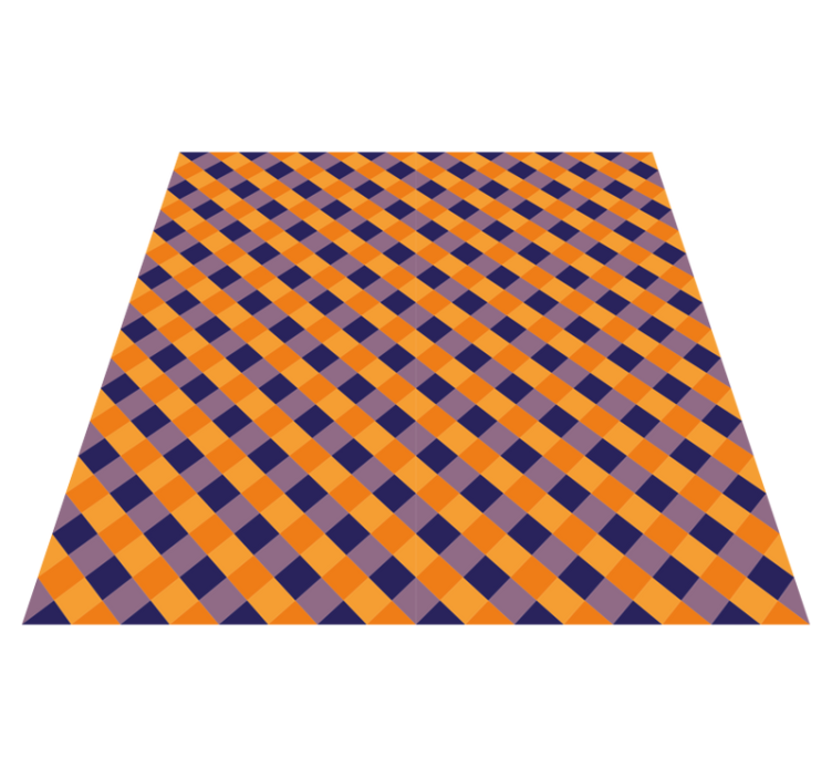 Orange och blå mönstrad fyrkantig vinylmatta - Tenstickers