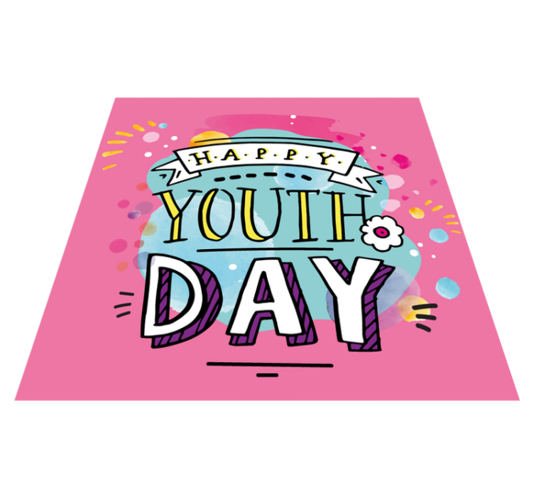 Glad ungdom dag akvarell fyrkantig vinyl matta - Tenstickers